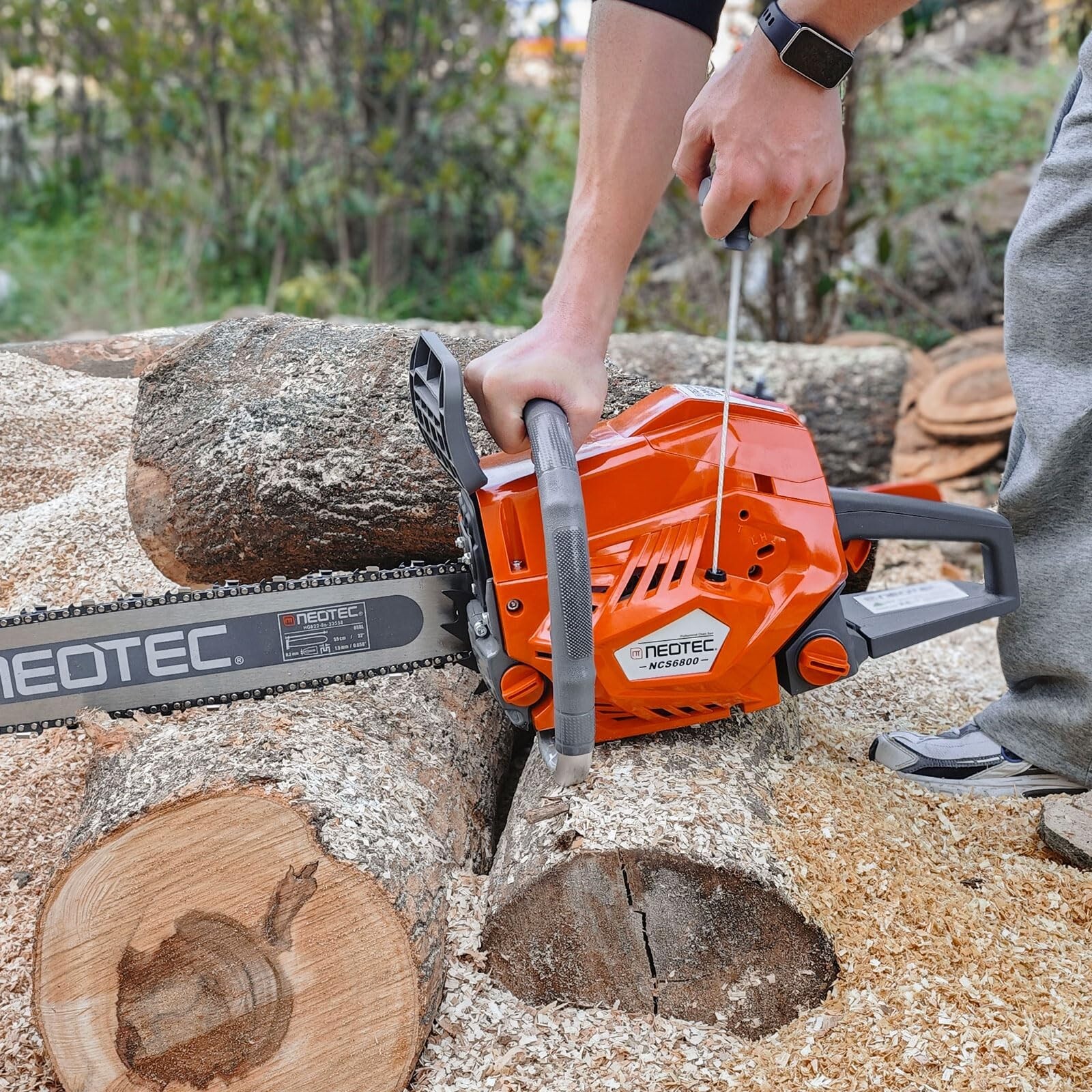 68CC 22'' 24'' Gasoline Chainsaw Powered Wood Cutting Engine Gas Chain Saw 2 Bar