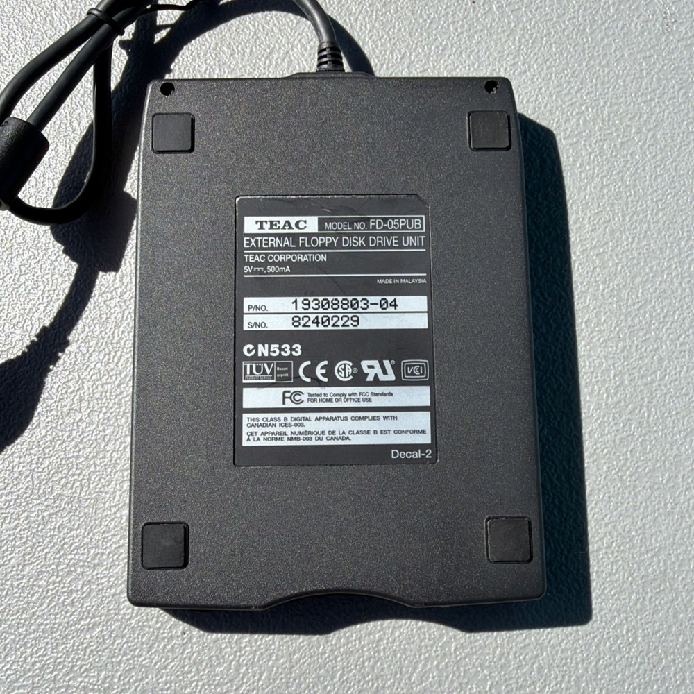 Untested TEAC External USB Floppy Drive FD-05PUB Black Plug In