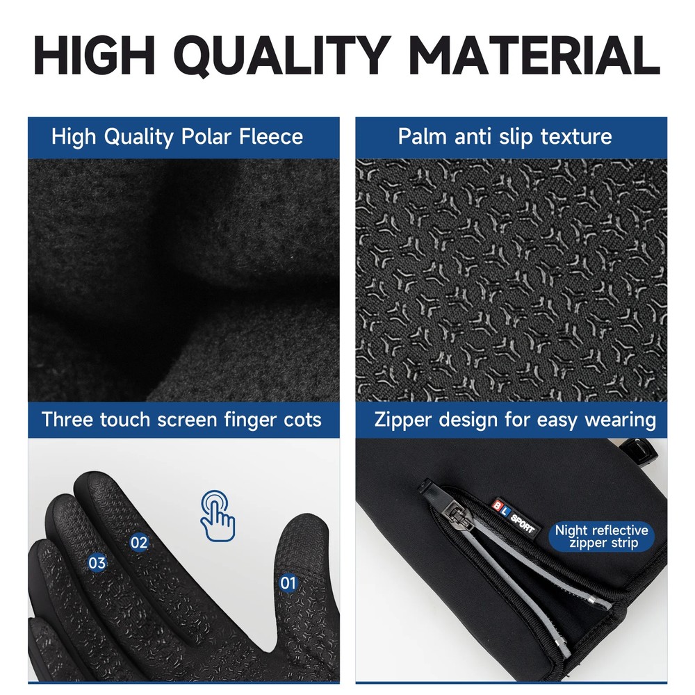 FORICOM Shield Winters Gloves , Non-slip Touch Screen Waterproof Windproof Warm