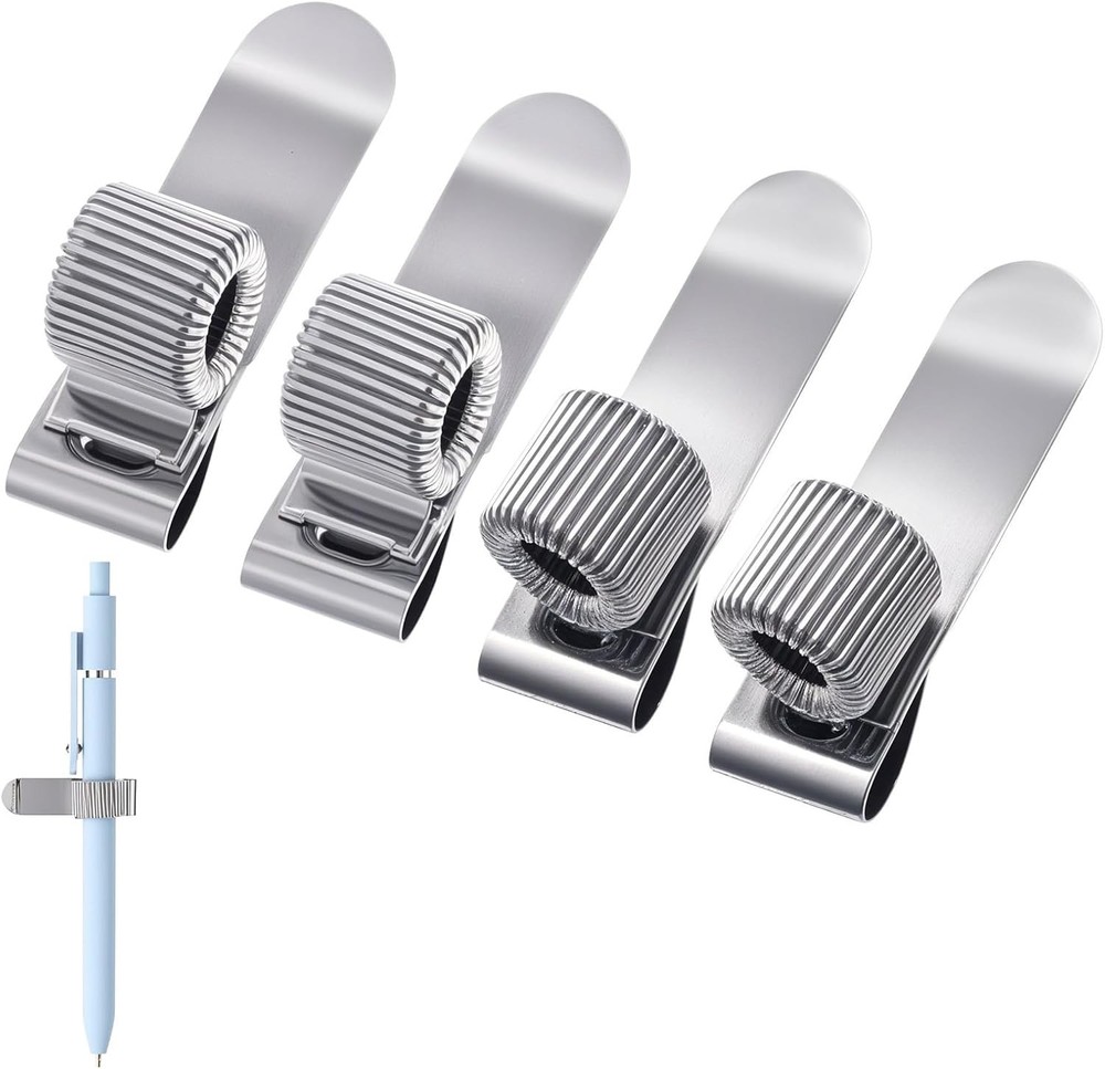 Notebook Clip On Metal Pen Loop Holder Set