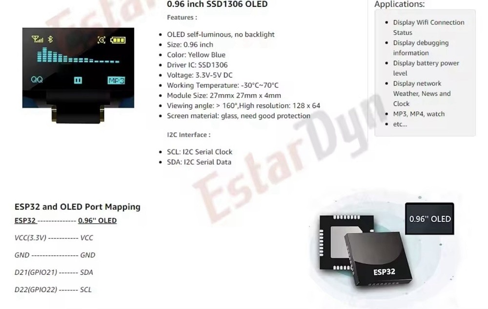 NodeMCU ESP8266 Development Board 0.96'' OLED Display for Arduino /Micropython