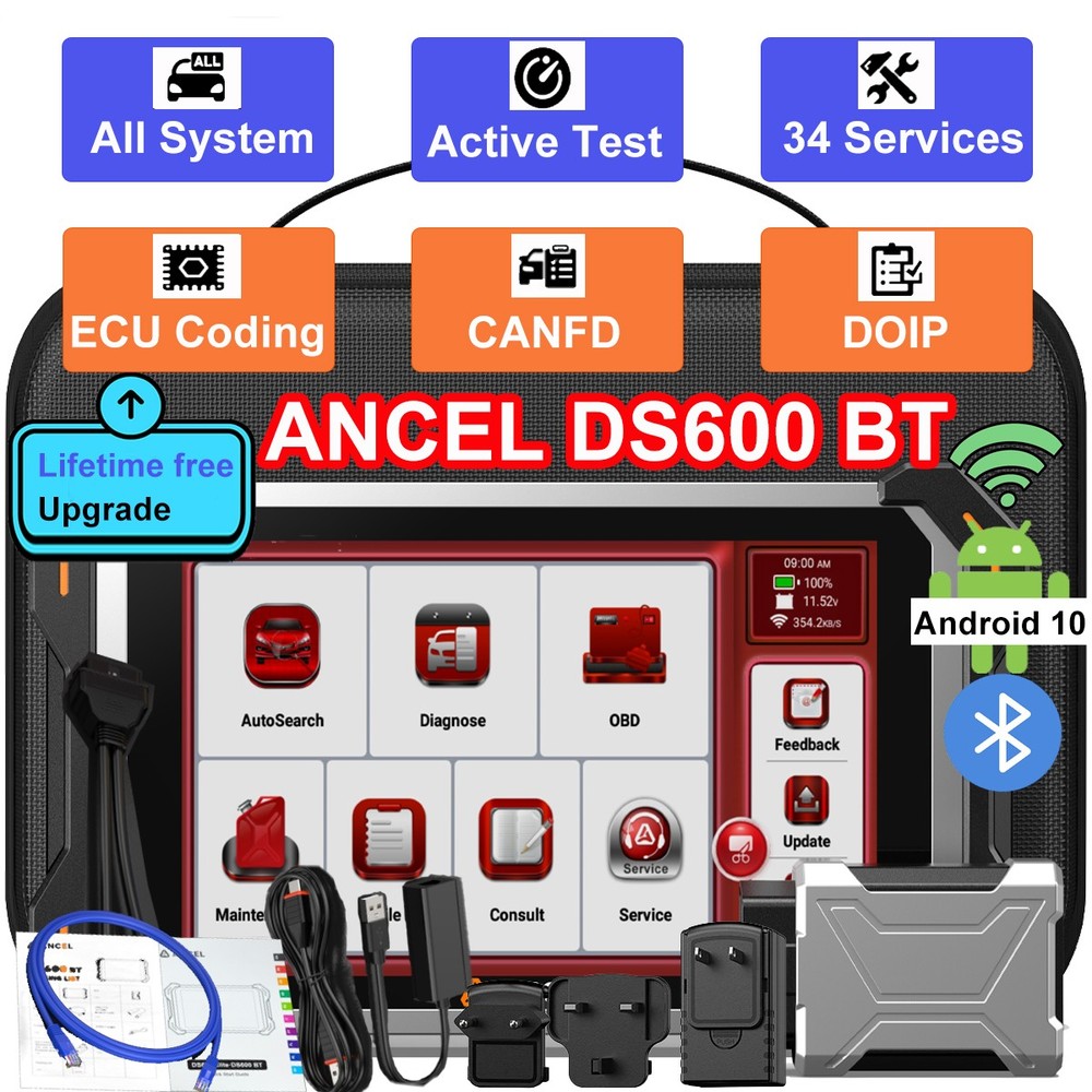 Ancel DS600 BT OBD2 Scanner Full System Diagnostic Tool ECU Coding Active Test
