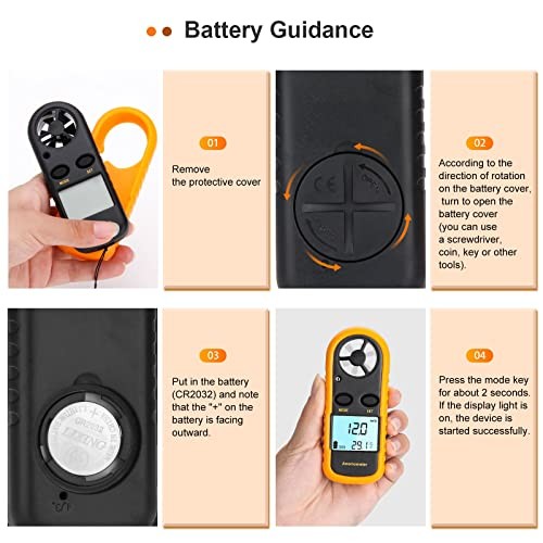 Handheld Anemometer Digital Wind Speed Meter Temperature LCD Gauge