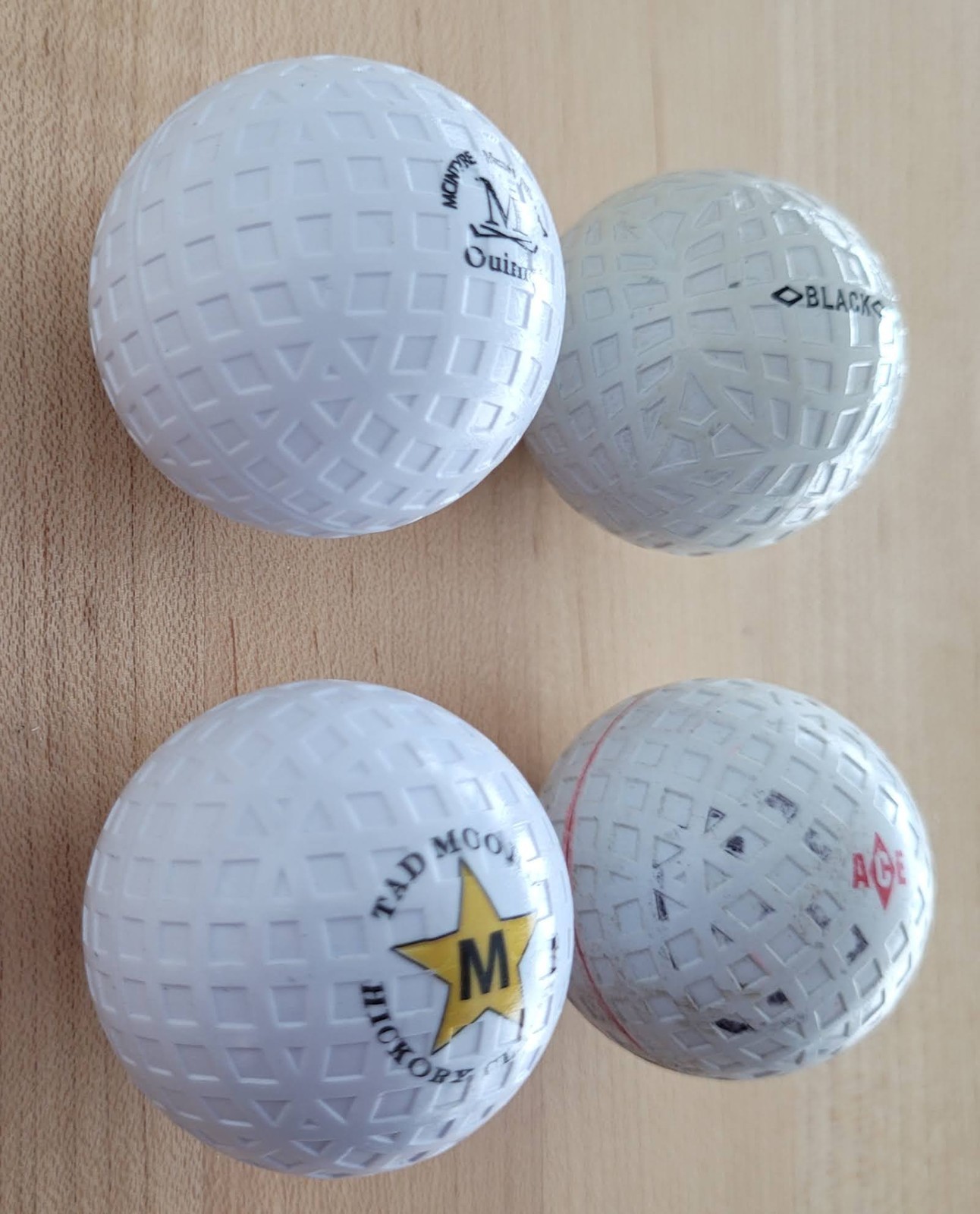 4 Antique Vintage Mesh Square Dimple Golf Balls Remake Black Tad Moore Quimet