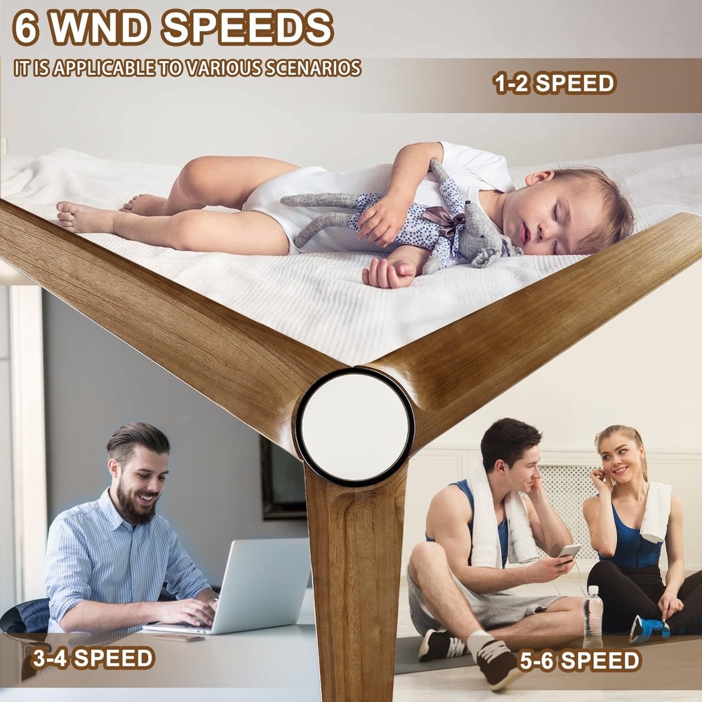 52" Ceiling Fans with Light, Solid Wood Ceiling Fan with Remote Control and D...