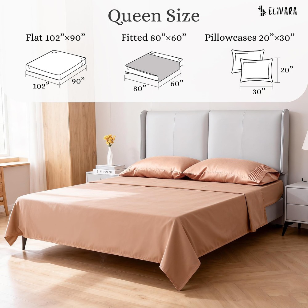 4-Piece Bed Sheet Set – Premium 120 GSM Microfiber Sheets – Deep Pockets, Wri...