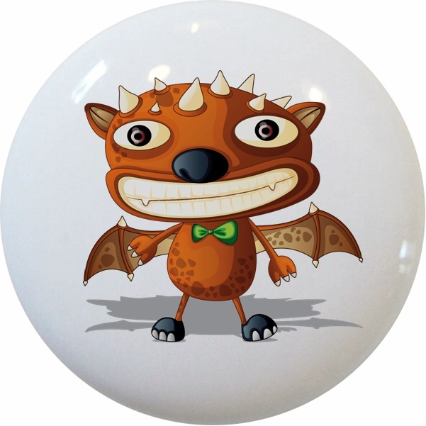 Bat Monster CABINET Dresser DRAWER Pull KNOB Ceramic