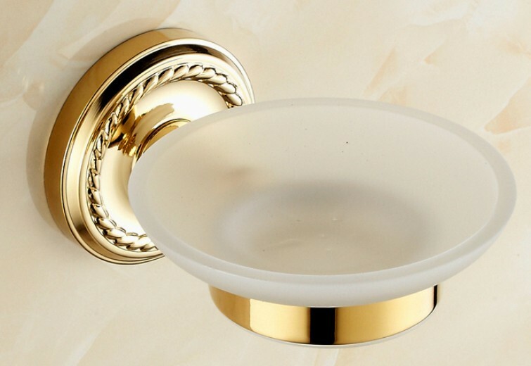 Gold Color Brass Bathroom Accessory Wall Mounted Soap Dish Holder Rack wba612