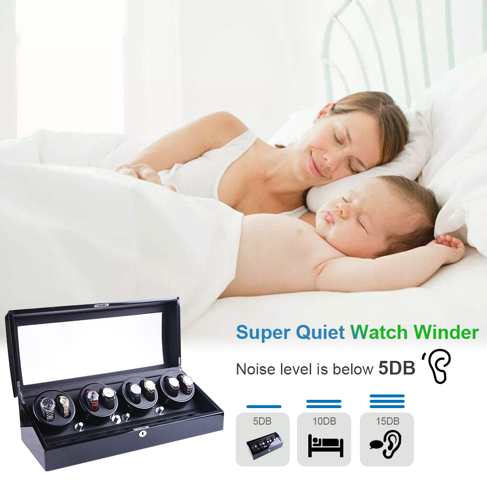 Luxury Automatic Rotation 8+9 Watch Winder Leather Display Storage Case Box Gift