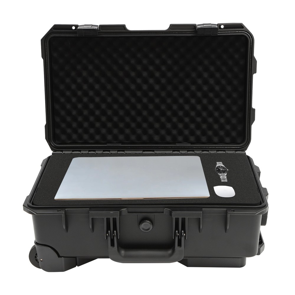 Rolling Transport Hard Case Waterproof Modern Camera Protective Equipment Black