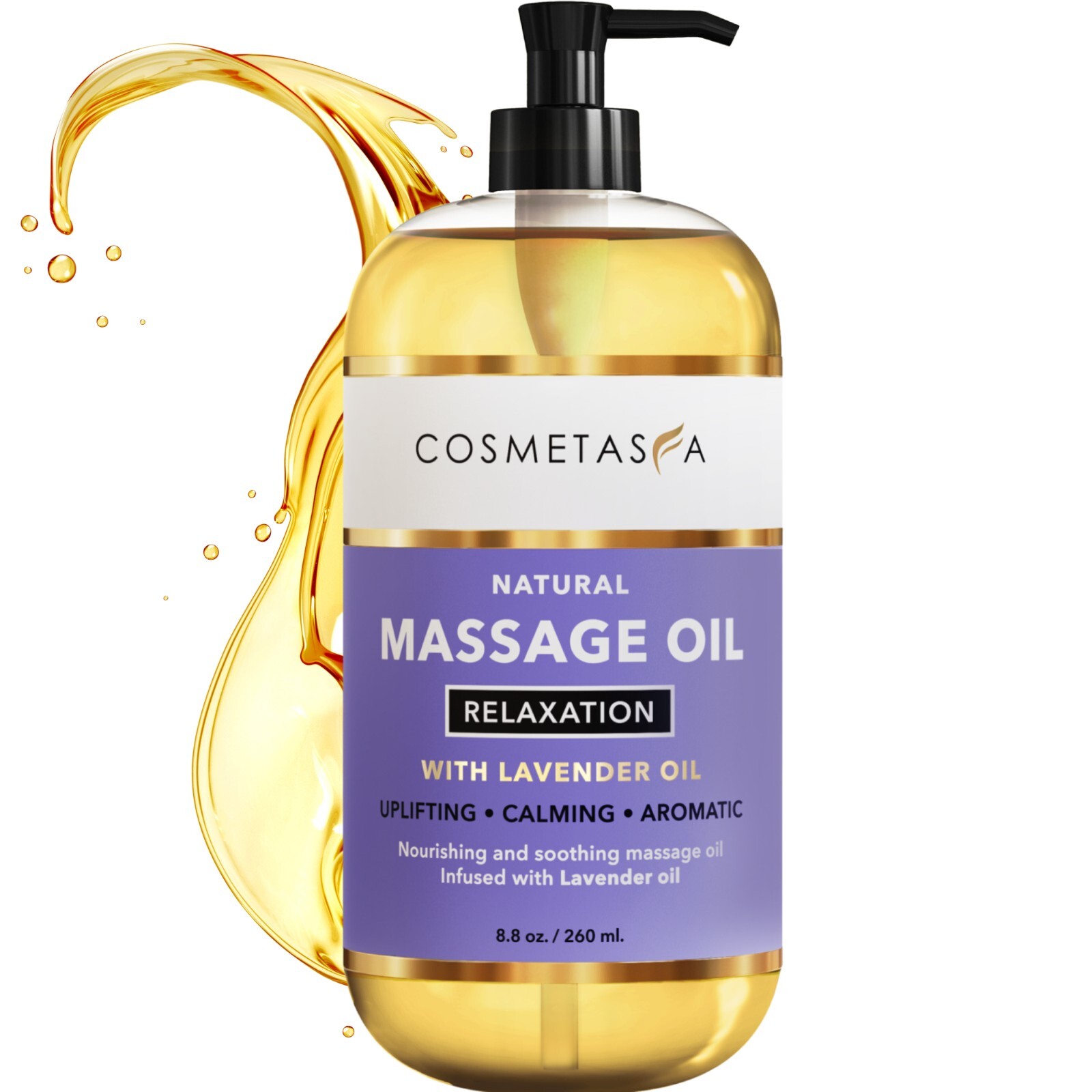 Lavender Relaxation Massage Oil 8.8 oz by Cosmetasa Exp 8/24