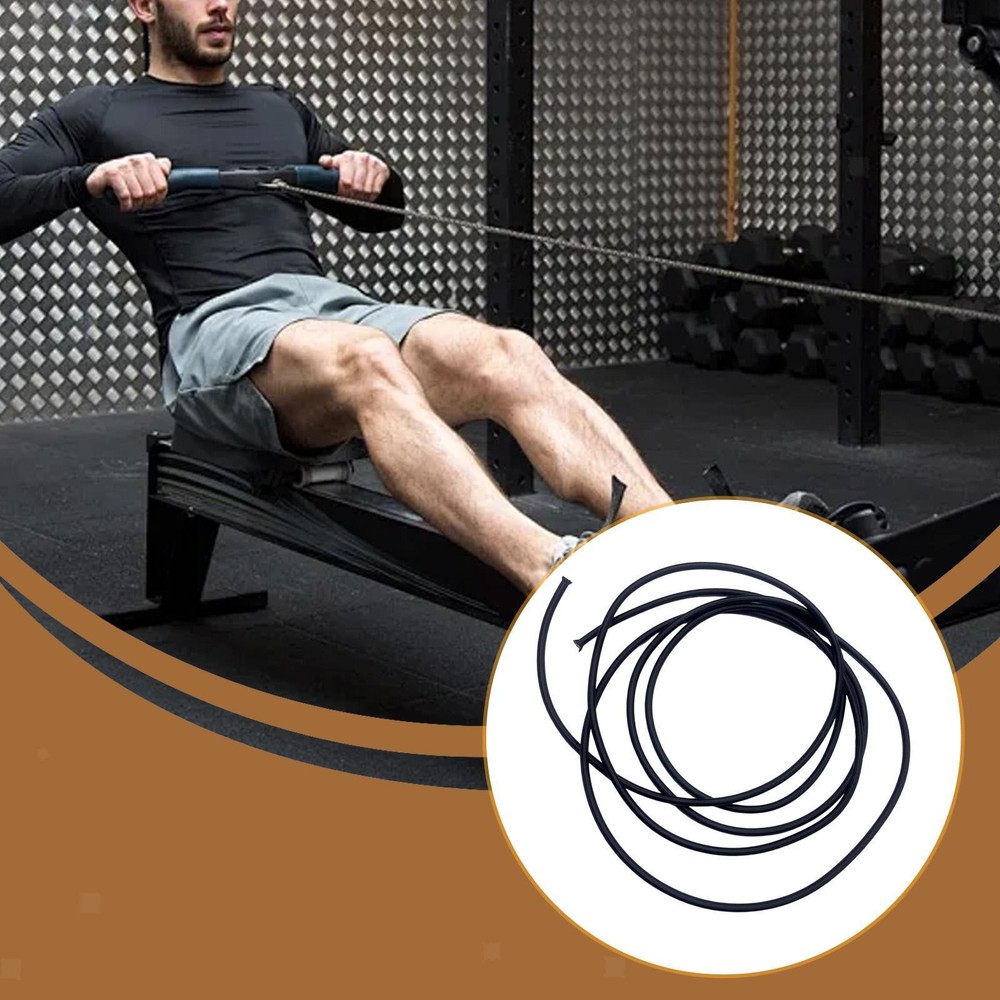 Rowing Machine Elastic Rope 0.315" Diameter Black Easy to Use Practical