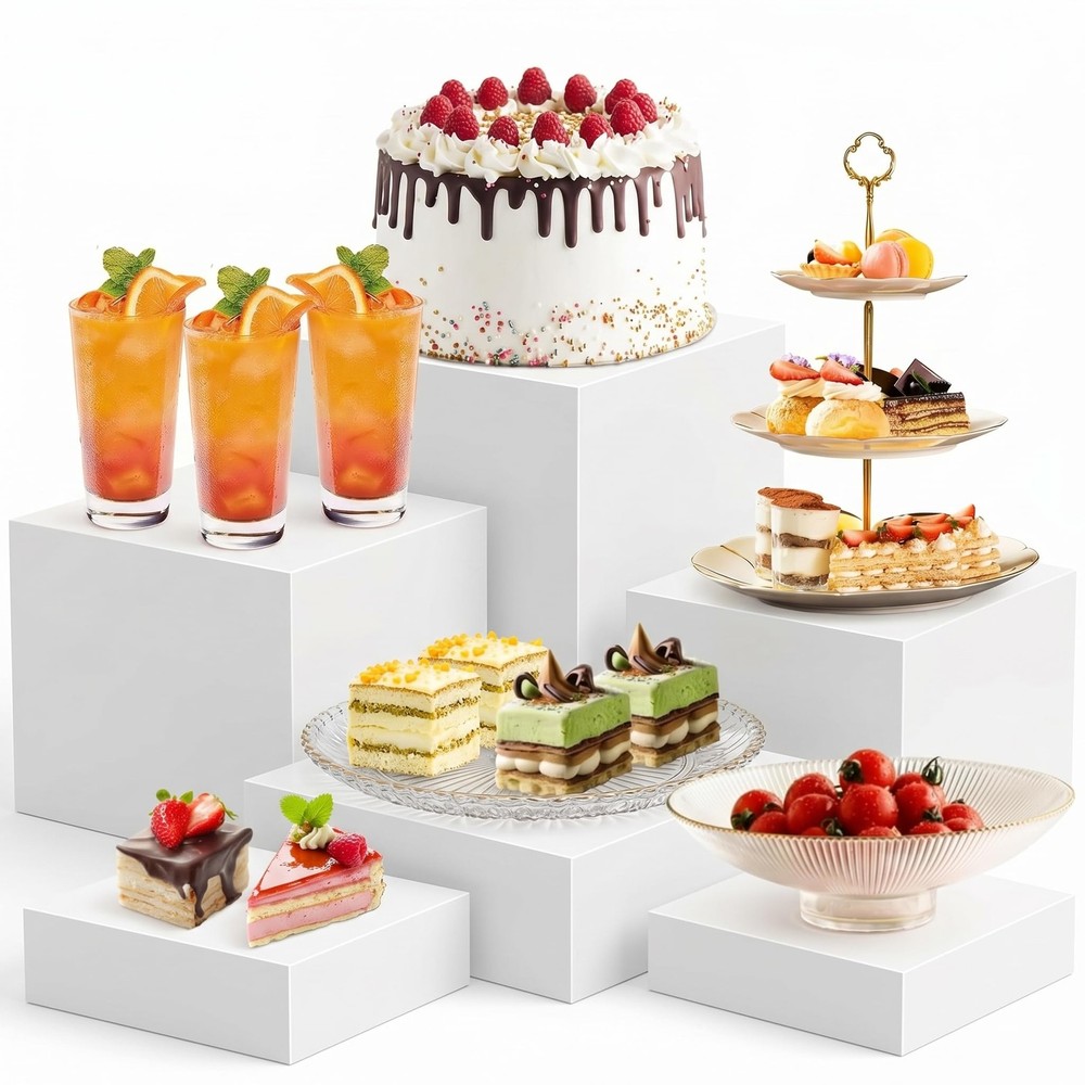 6 PCS Buffet Risers and Stands, Food Risers for Buffet Table, Acrylic Nesting...