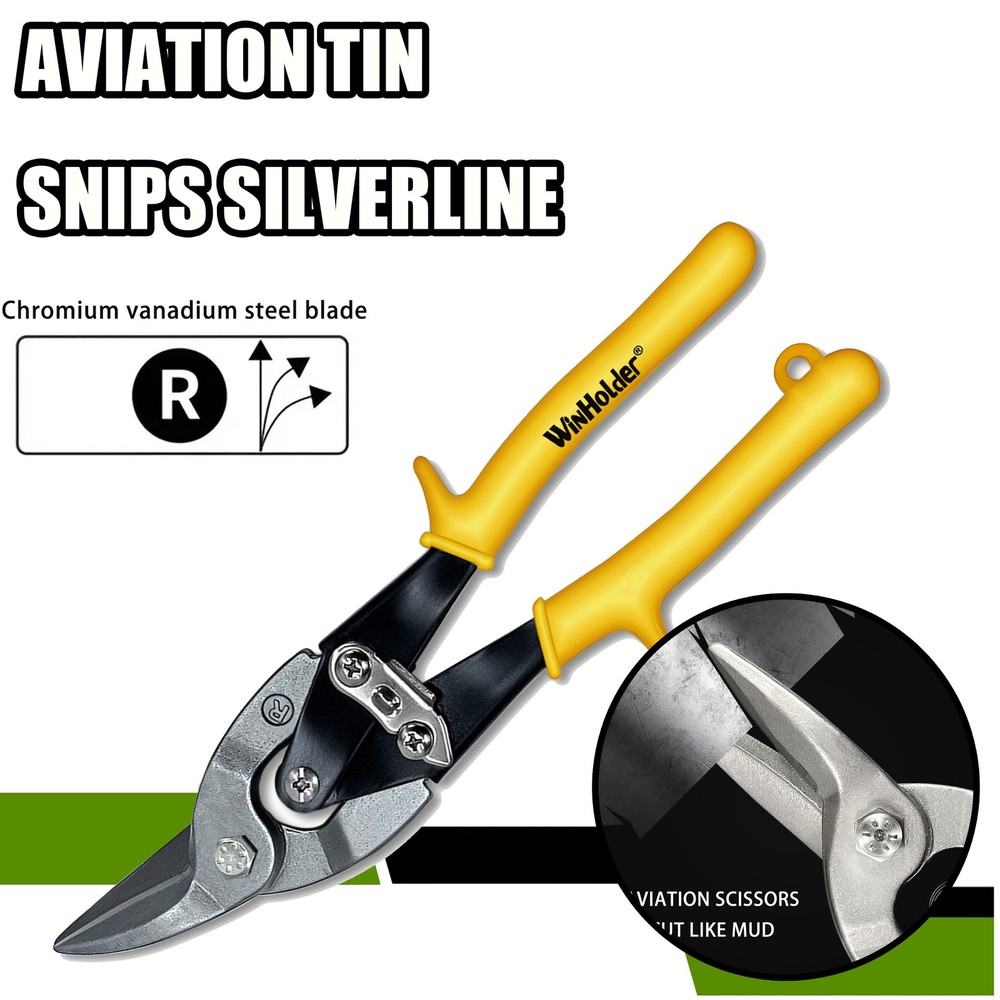 Aviation Snip Set Right Cut Yellow Copper Leather
