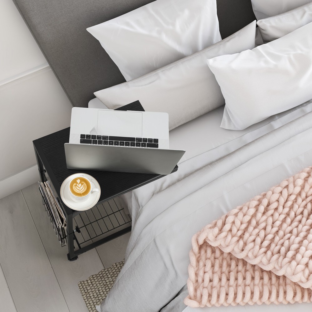 C-Shape Sofa Side Table Laptop Coffee End Table Height Adjustable Snack Table US
