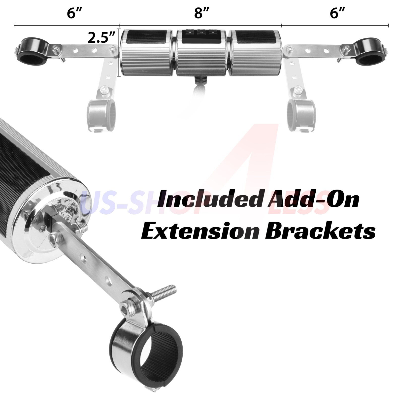 Waterproof Bluetooth Motorcycle Stereo Speakers Soundbar Audio System 4 Wheeler