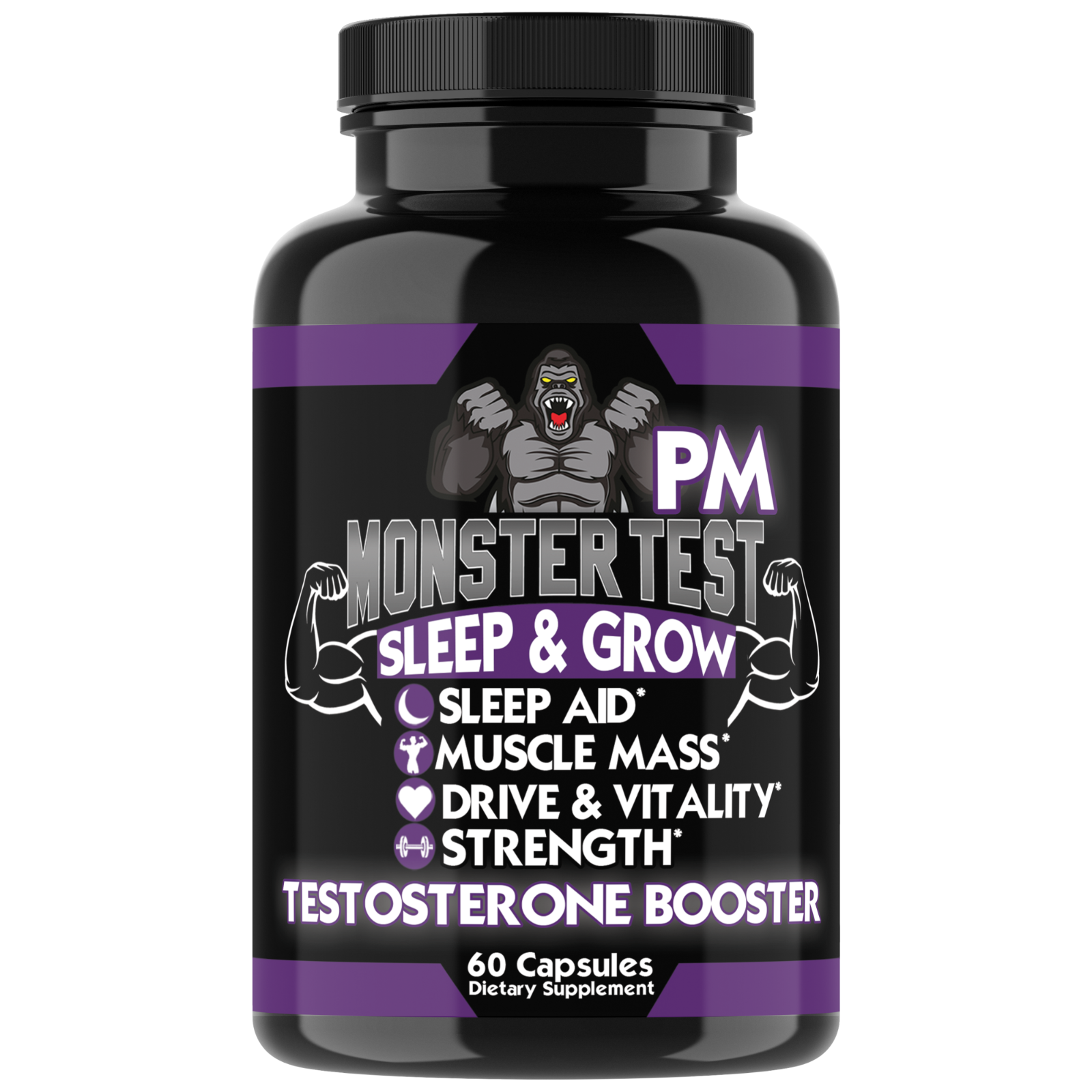 Monster Test Testosterone Booster Testosterona Supplement for Men AM and PM 2 Pk