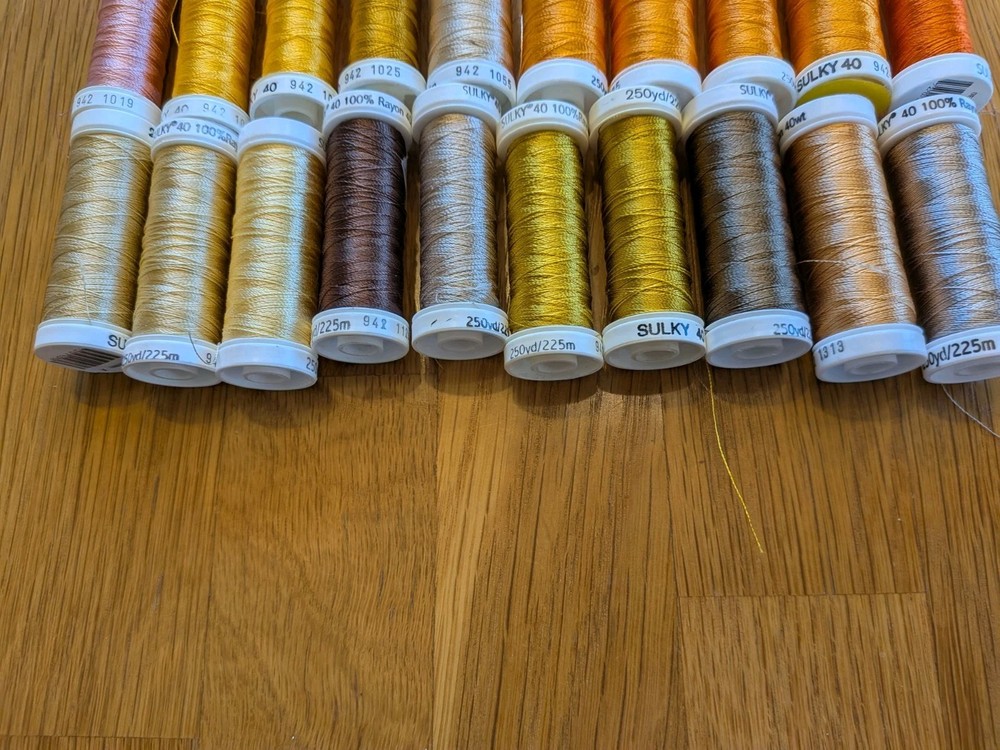 Sulky Thread 40 Wt Rayon • Golds Oranges Browns• 20 Partial Spools lot