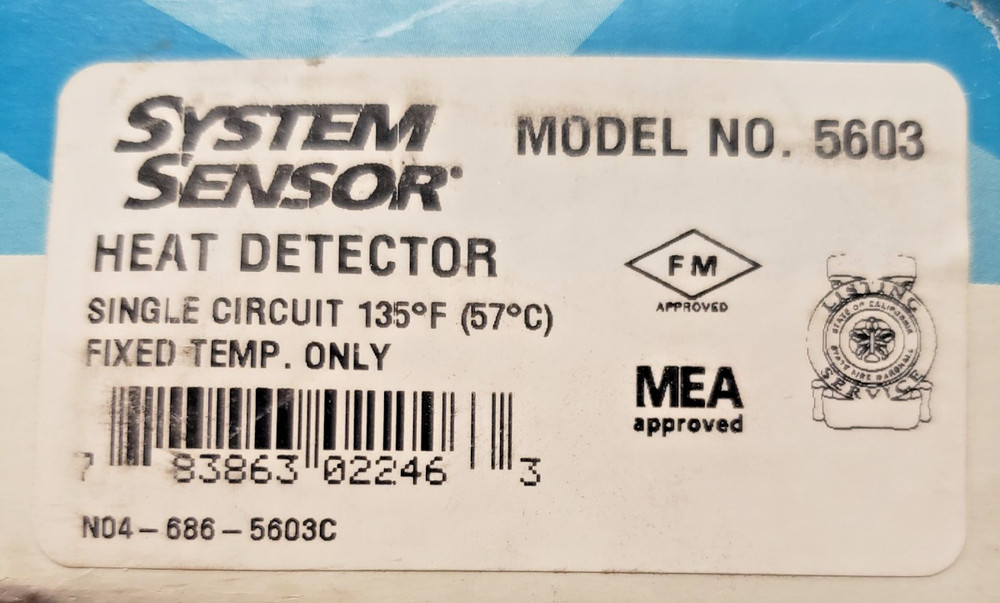 SYSTEM SENSOR HEAT DETECTOR MODEL NO. 5603