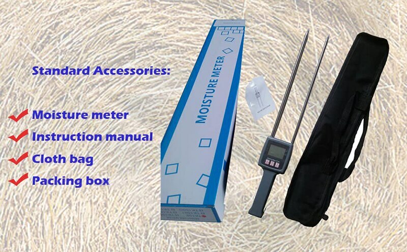 Hay Moisture Meter Humidity Tester Analyzer Straw Moisture Content Testing 0-80%
