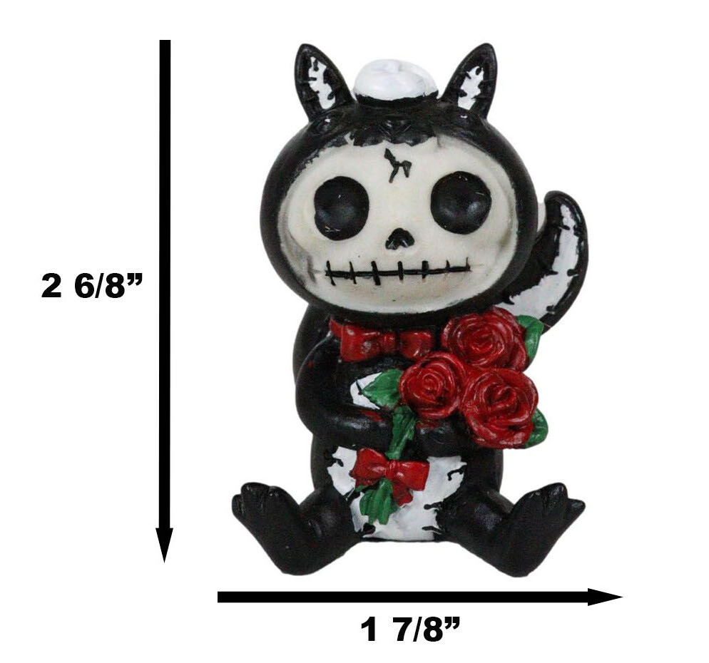 Furrybones Valentines Odo The Skunk Red Roses Skeleton Monster Ornament Figurine