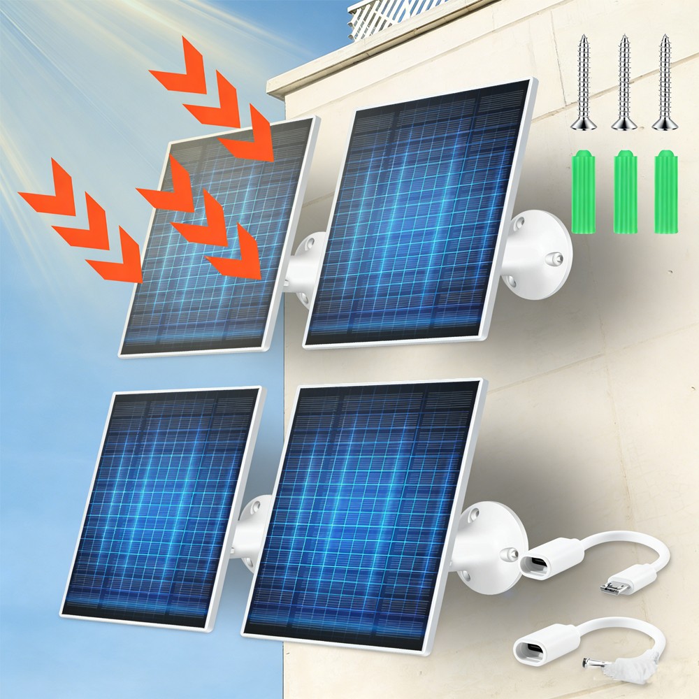 5V 5W Solar Panel for Security Camera,Type C&Micro USB&DC Solar Panel Charger
