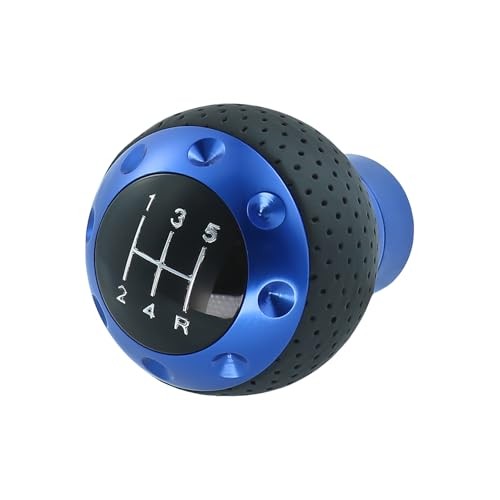 5 Speed Manual Shift Knob Leather Round Ball Gear Shifter Knobs Stick Blue