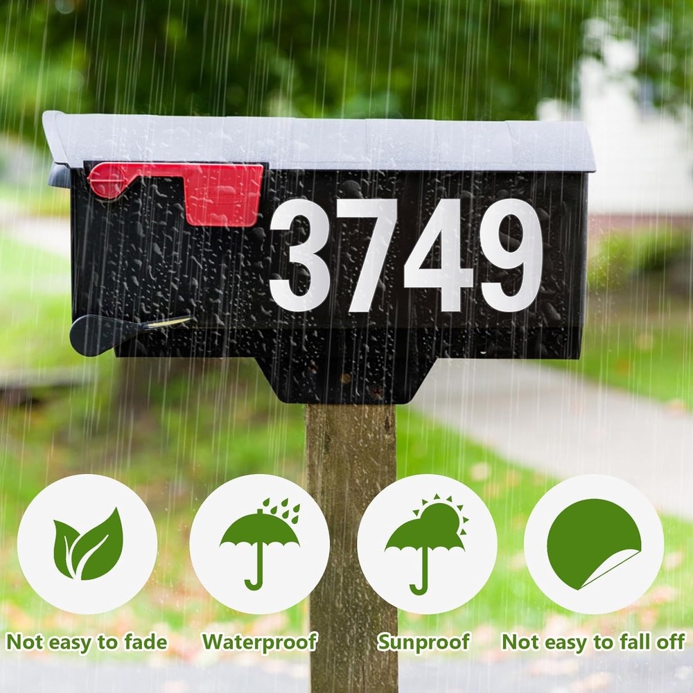 Reflective Mailbox Numbers for Outside - 30 Pcs Waterproof White