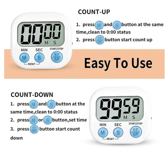 1pc Digital Kitchen Timer - Count Up & Down for Cooking & Baking - NEW