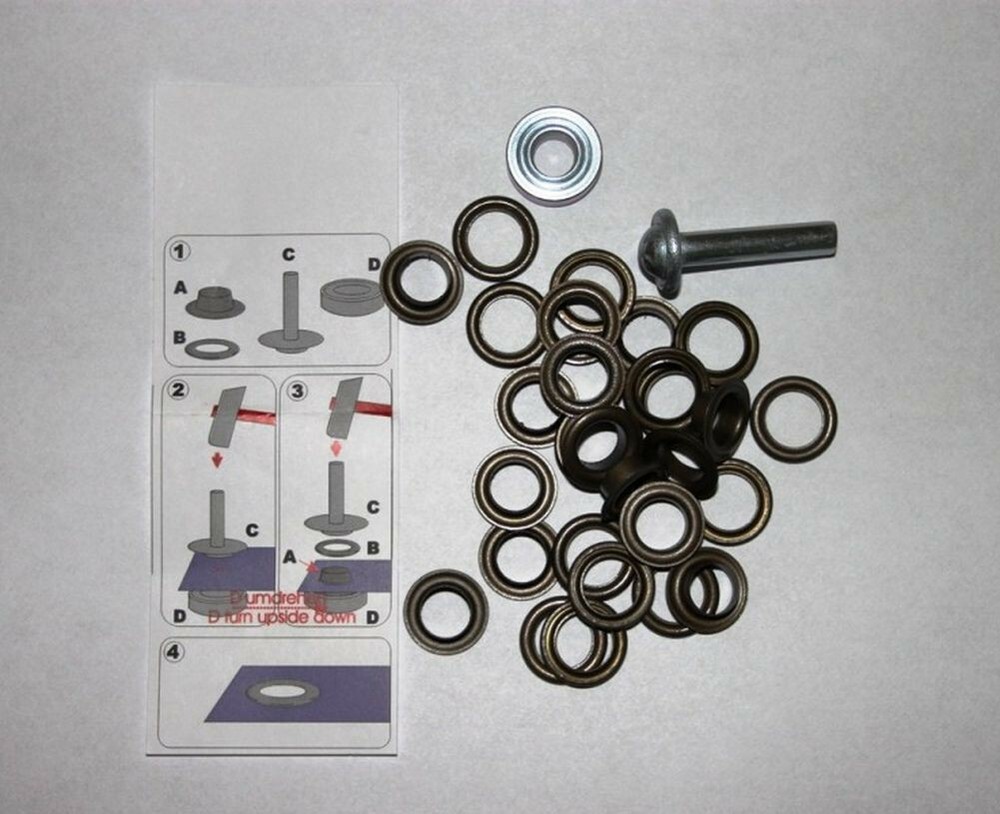 24 Quality Eyelets & Windscreen 8 MM Inside 14mm Outside Old Copper Incl. Tool