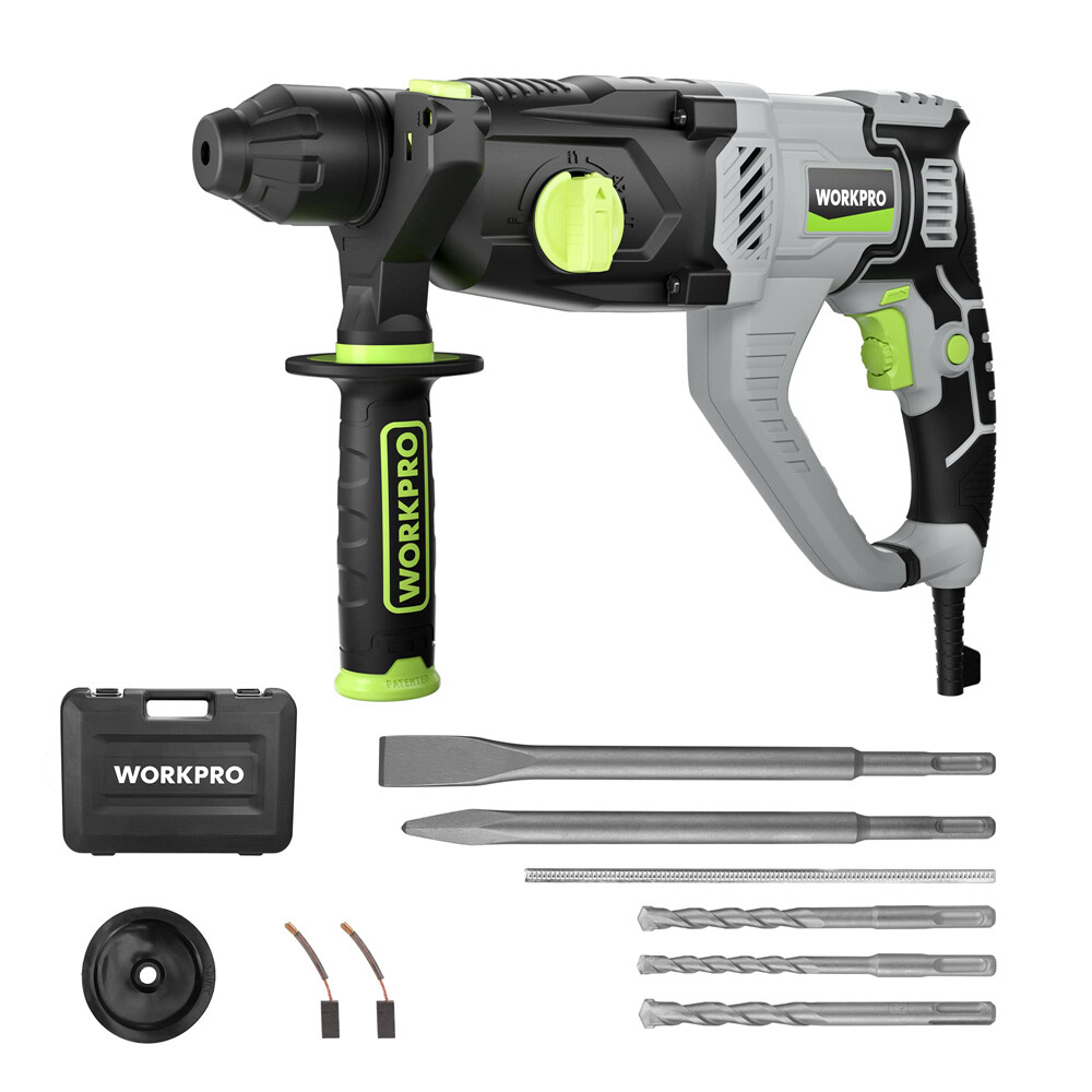 WORKPRO Lightweight Corded Premium SDS-Plus 7.5 AMP Rotary Hammer Drill 5PC Bits