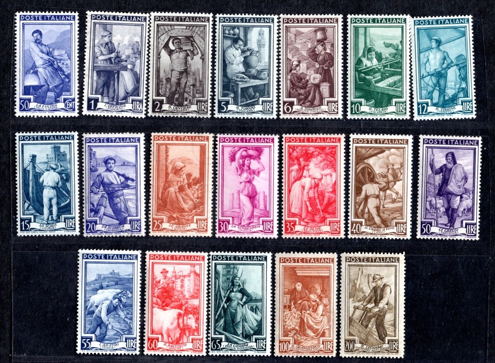 ITALY 1950 SCOTT #549-567 COMPLETE MINT NEVER HINGED