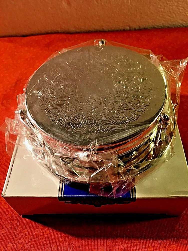 Vintage John Wanamaker Set of (6) Silverplated Coasters in Holder