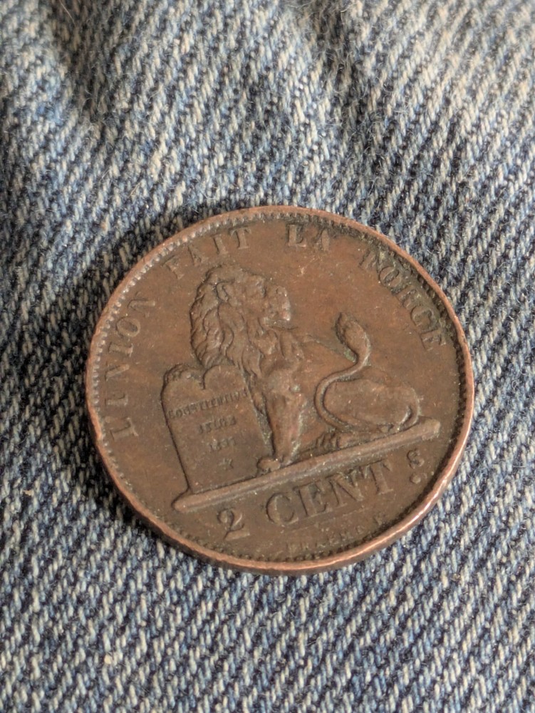 Belgium 1874 2 Cents Circulated