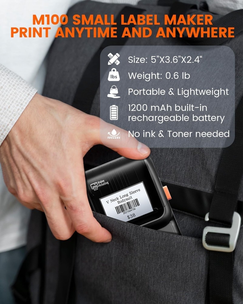 Versatile M100 Bluetooth Label Printer - 2000 Icons, Fast Thermal Printing