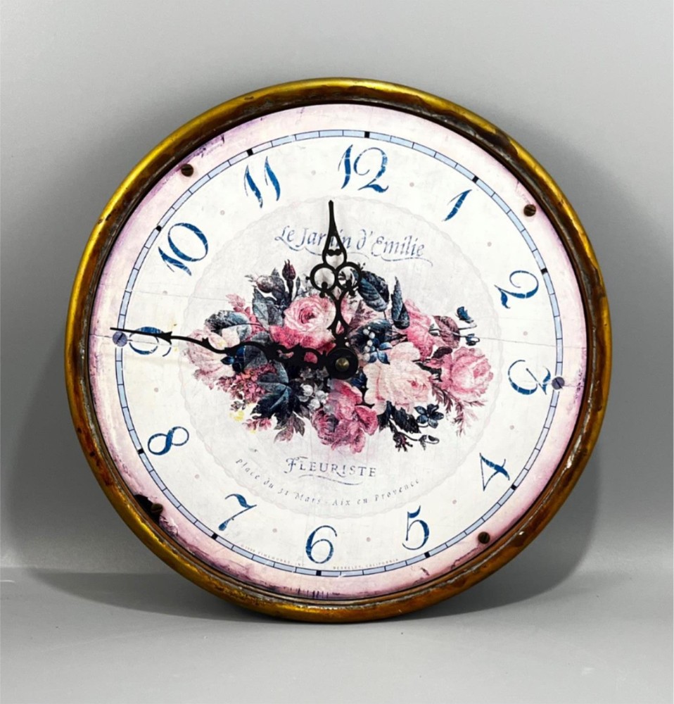 Vintage Timeworks Regency Emily Garden Wall Clock w/ Brass 9"