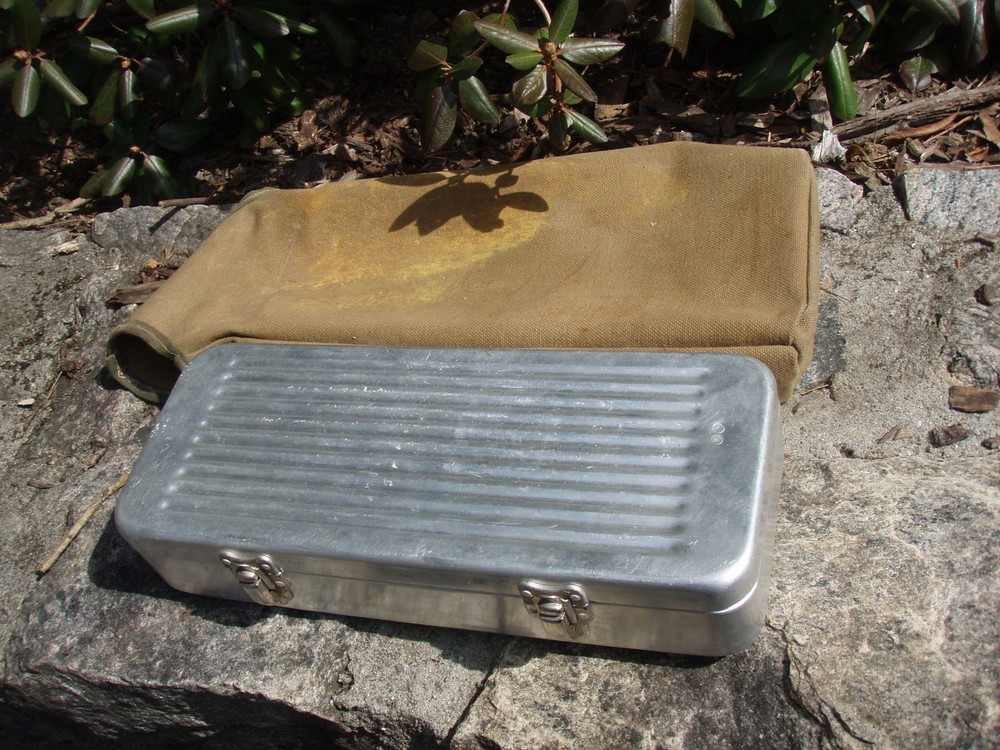 vintage 1942 WWII Johnson & Johnson Alumimun case FIRST AID guide KIT
