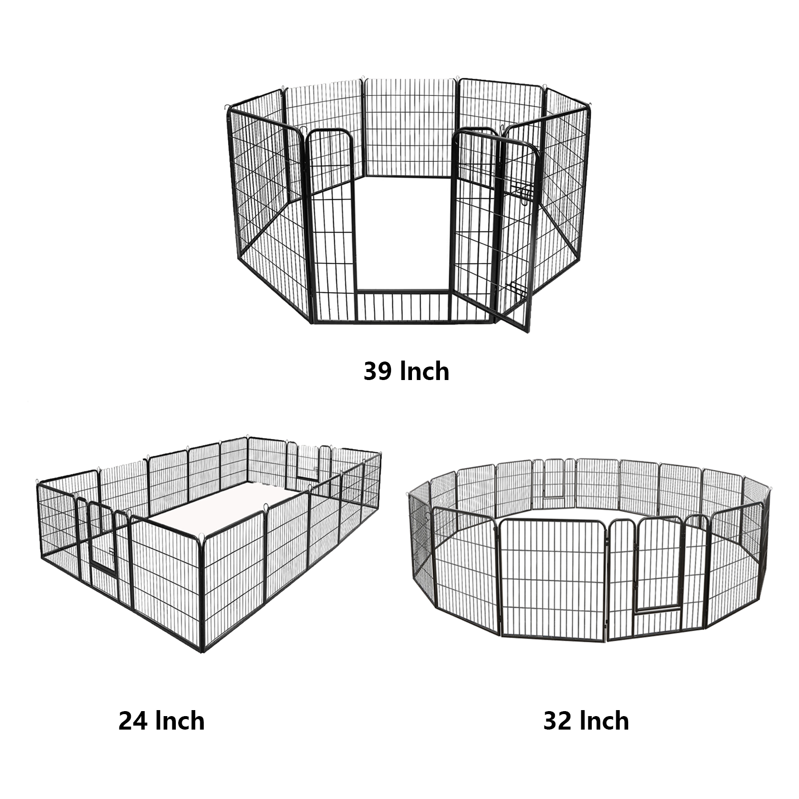 24"32"40"H Heavy Duty Dog Playpen 8/16 Panels Exercise Pen Pet Fence Cage w/Door