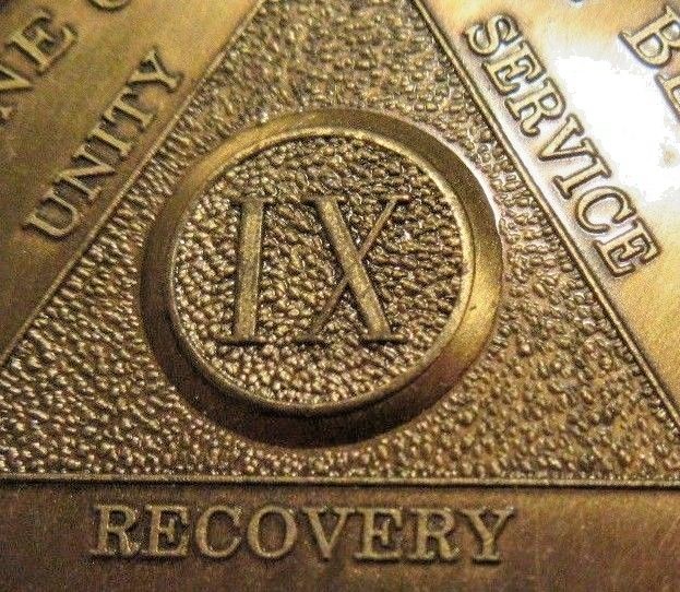 Alcoholics Anonymous AA 9 Year Bronze Medallion Coin Chip Token Sober