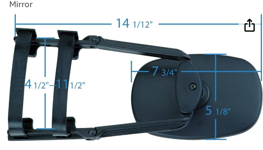 Fit System K-Source 3791 Standard Universal Clip-On Towing Mirror
