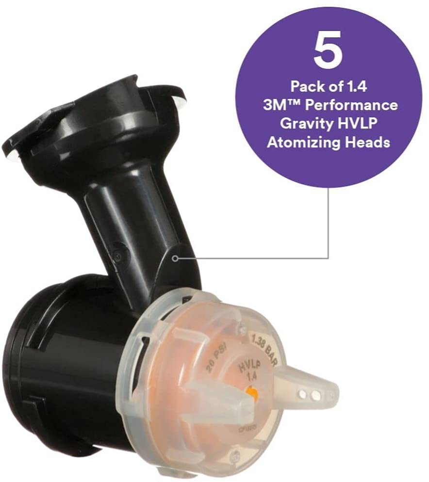 3M Performance Gravity HVLP Atomizing Head Refill Kit, 26714, Size 1.4, Orange