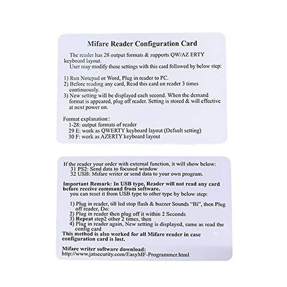 Mifare Card Reader has 28 configurable Output Format, Emulate USB Keyboard Ou...