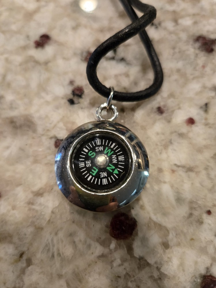 Compass Wearable With Leather Thong