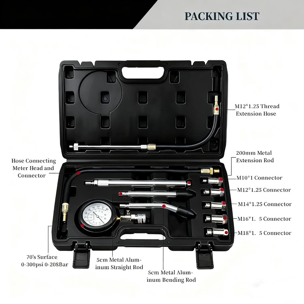 NEW Professional Engine Cylinder Compression Tester Kit