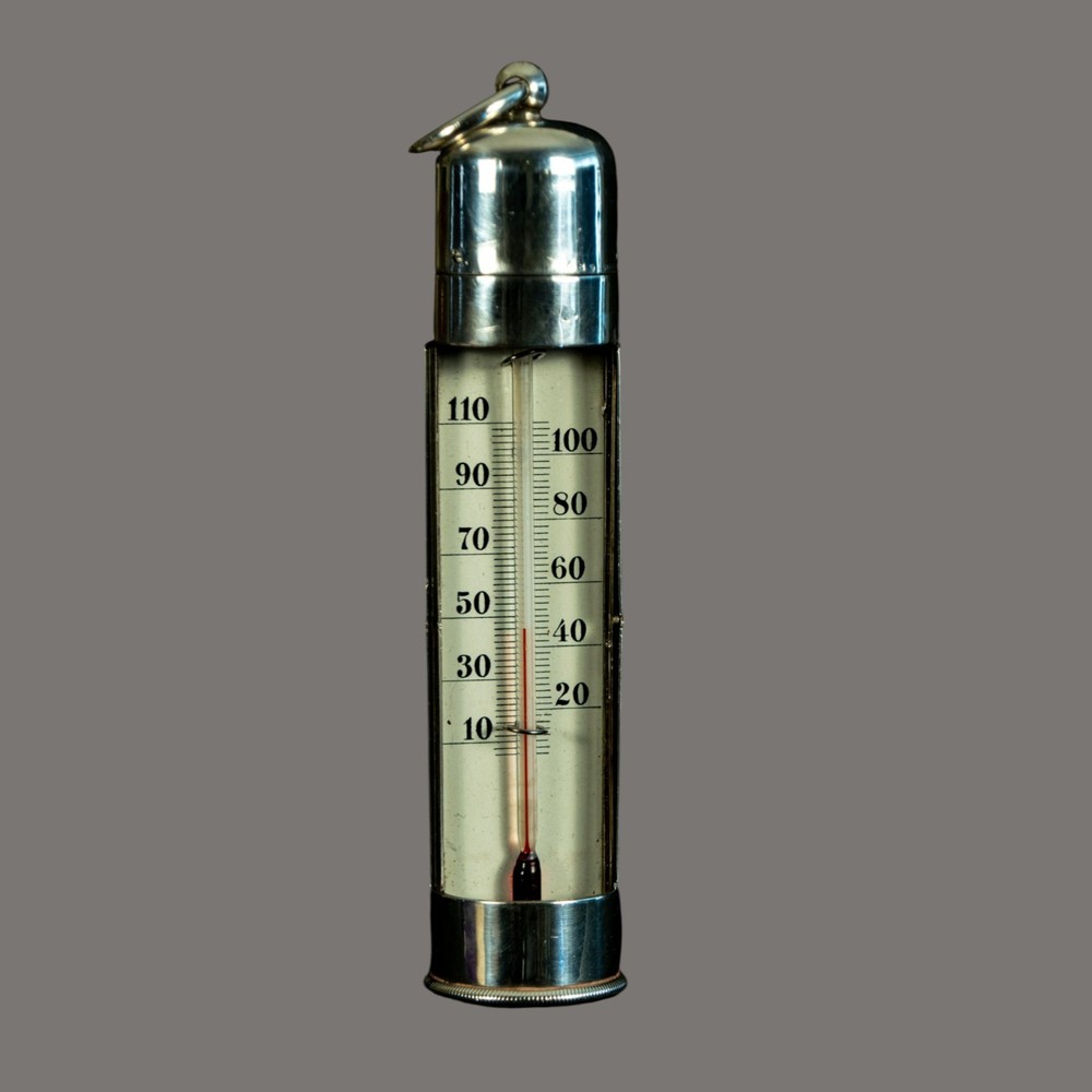 Thermometer, Solid Silver, Rare, Antique, Scientific, Travel size
