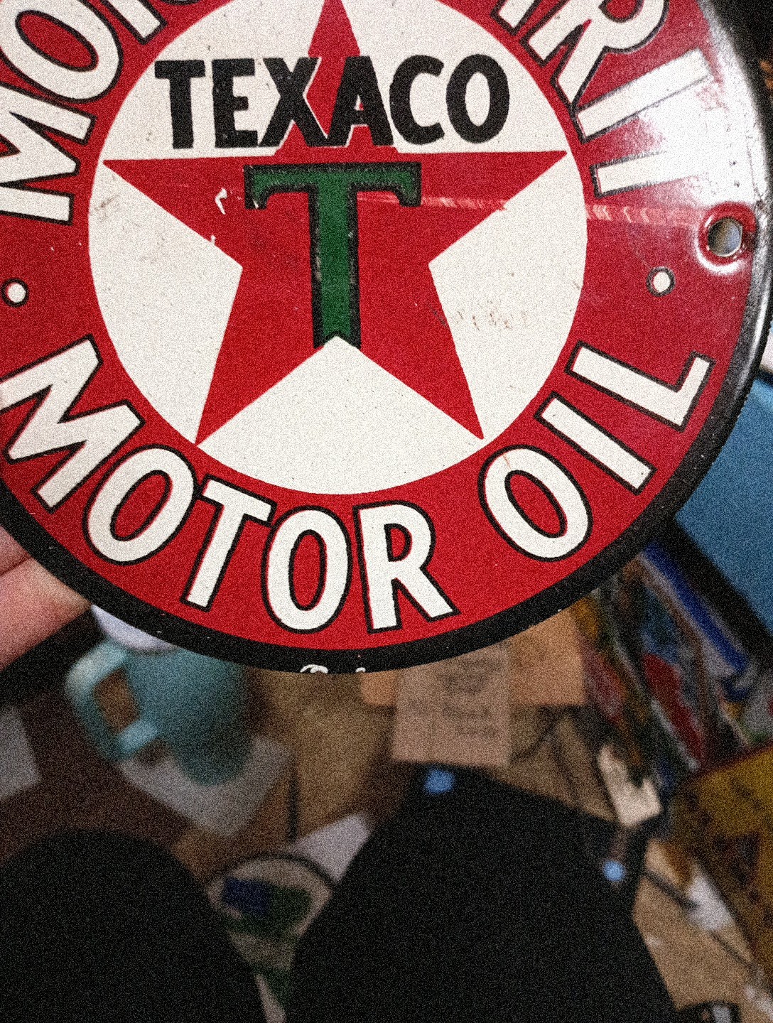 Round Porcelain Motor Spirit Texaco Motor Oil Sign