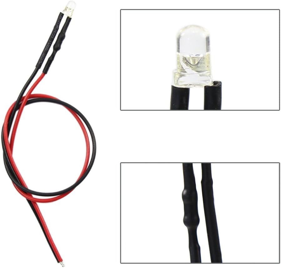 20pcs Bright White 3mm Pre-Wired LED Lights for Model Trains & Projects