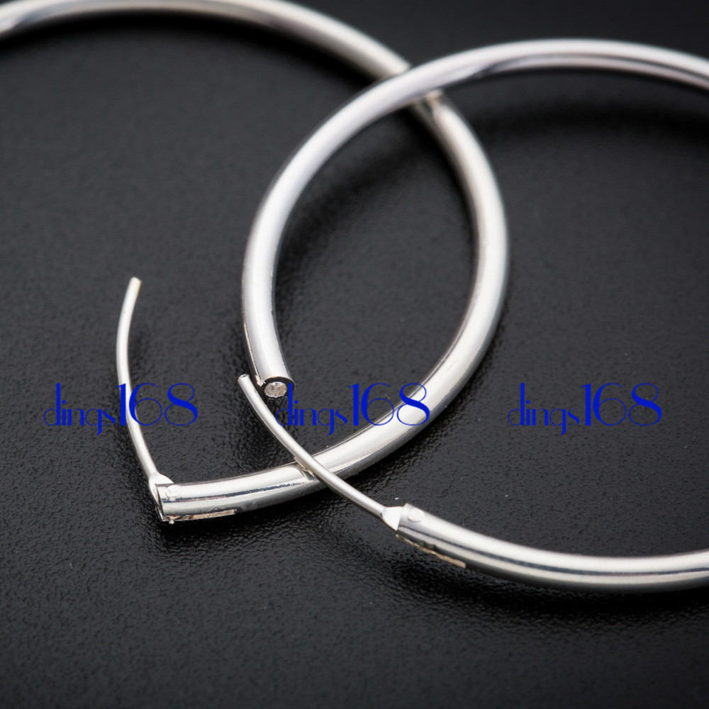 925 Sterling Silver Endless Thin Hoop Earring Many Size Small Medium X-Large E3Q