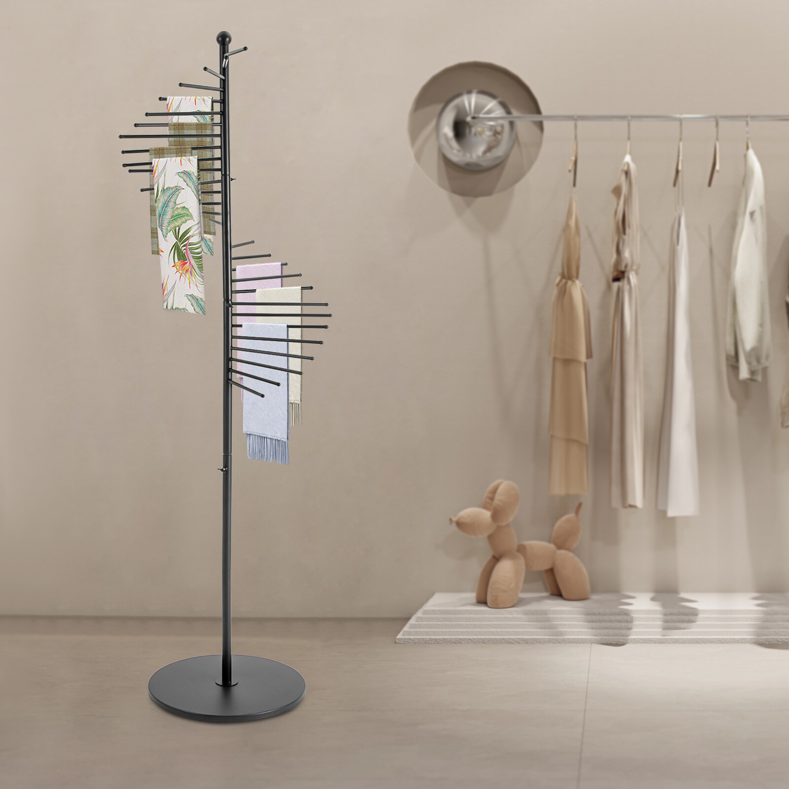 Metal Scarf Display Stand Modern Bedroom Floor Stand Scarf Tie Belt Bag Hat Rack