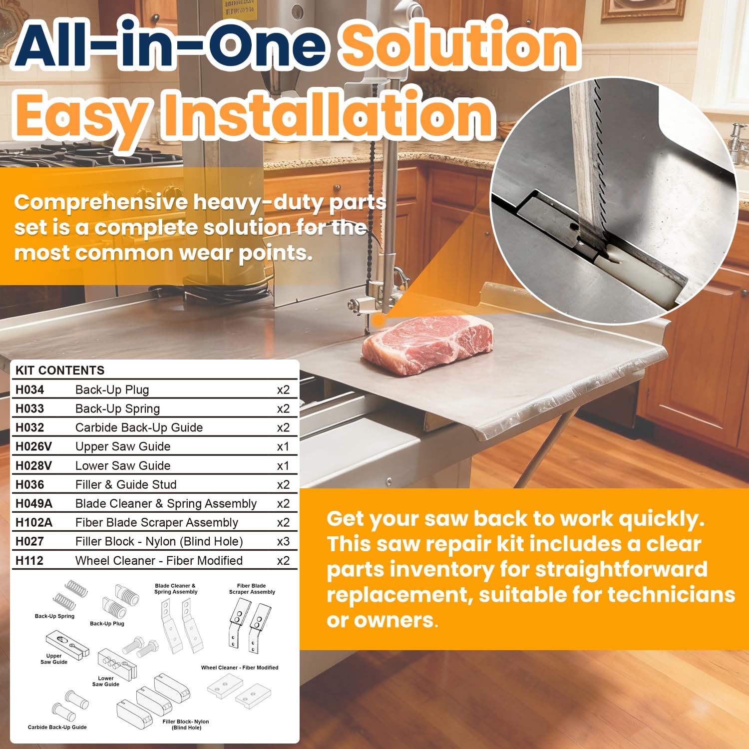 HRK-1 Meat Band Saw Repair Kit Replacement for Hobart Saws 5212 5214 5216 5514